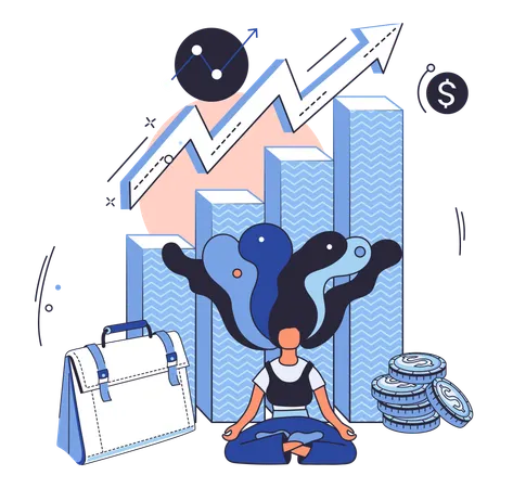 Investment portfolio with dollars or currency, buy or sell trading, market exchange value concept  Illustration