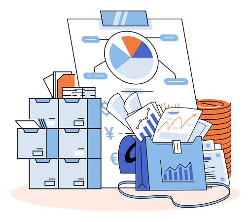 Investment portfolio with dollars or currency  Illustration