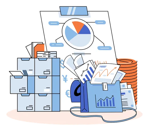 Investment portfolio with dollars or currency  Illustration