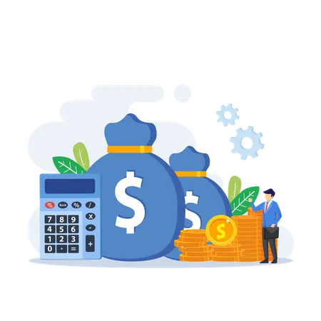 Investment Concept People Watering Money Tree With Coins Increase Financial Investment Profit Vector Illustration イラスト