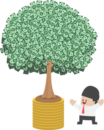 Tree Growth From Money Coin Economic Growth Investment Financial Management Concept VECTOR EPS 10 Illustration