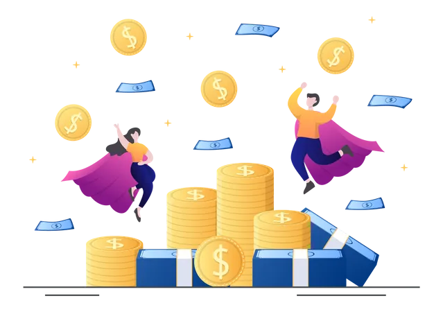 Investment Financial Success Freedom Flat Vector Illustration Business People Increasing Capital And Profits By Managing Finances Well Or Saving Coin Illustration