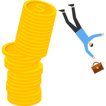 Investment Risk Falling Tug Of War Market Volatility Instability And Uncertainty Concept Pulling Money Or Liquidity Back Giant Hand Pulling Money Back From The Pile Of Coins Causing Investors To Fall Illustration