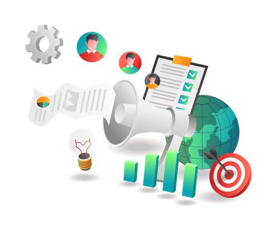 Investment target through digital marketing  Illustration