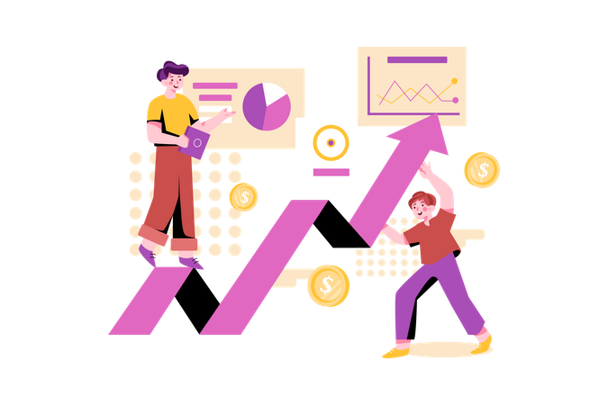 Investor analysiert den Aktienmarkt  Illustration