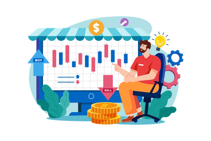 Investor analysiert Aktienmarkt  Illustration