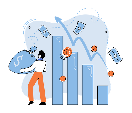 Investor collecting great profit  Illustration