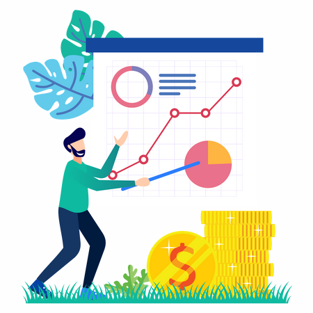 Investor doing market analysis  Illustration