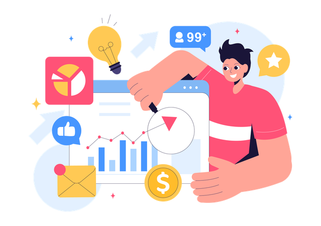 Investor Doing Market Analysis  Illustration