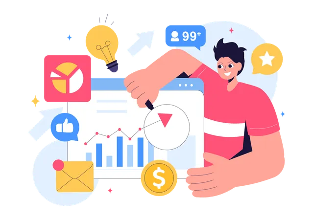 Investor Doing Market Analysis  Illustration