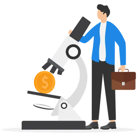 Financial Experts Providing Financial Or Investment Advice Pass On Wealth Wealth Management Tax Planning Savings Retirement Planning A Businessman Uses A Microscope To Shine A Dollar Coin Illustration