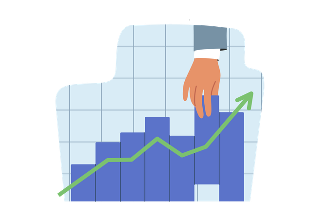 Investor showing successful investment management graph  Illustration
