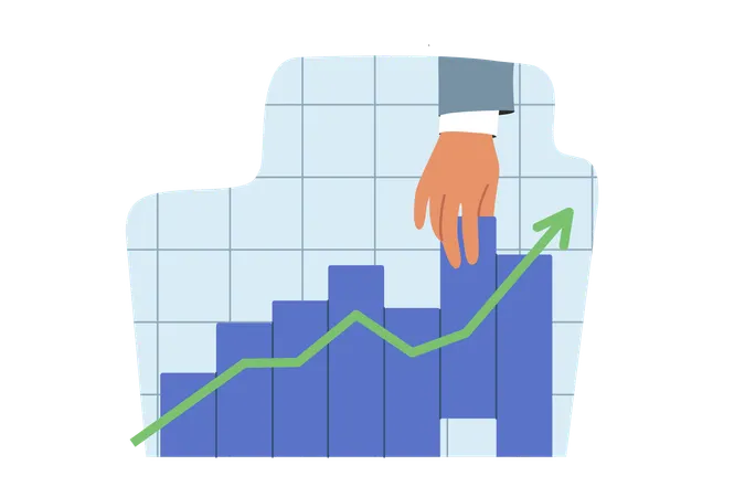 Investor showing successful investment management graph  Illustration