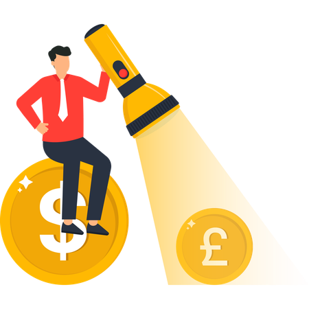 Investor showing Winning Currency  Illustration