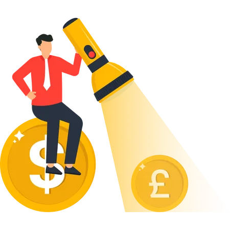 Investor showing Winning Currency  Illustration