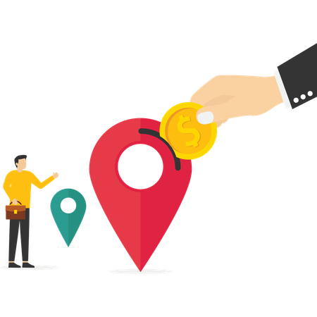 Investor und Firmeneigentümer zahlen für den Umzug des Büros an die neue Adresse  Illustration
