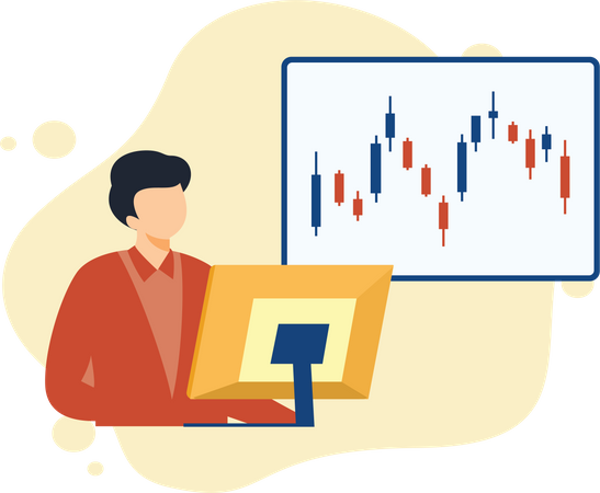Investor using technical analysis  Illustration
