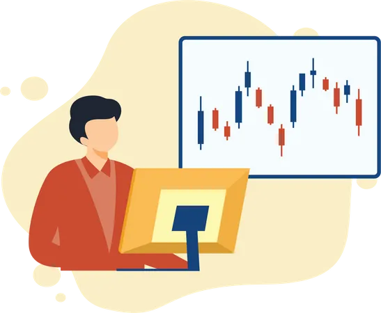 Investor using technical analysis  Illustration