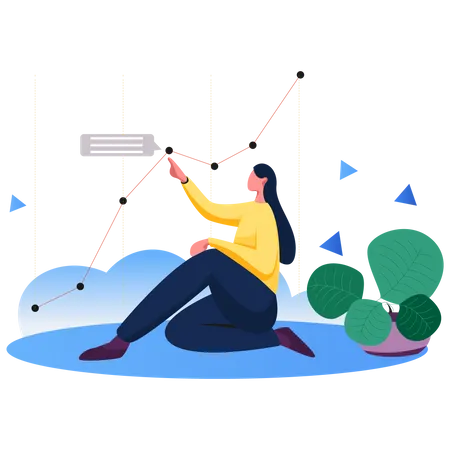 Investorin analysiert Aktienmarkt  Illustration