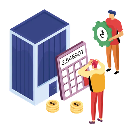 Investors calculating cost of house  Illustration