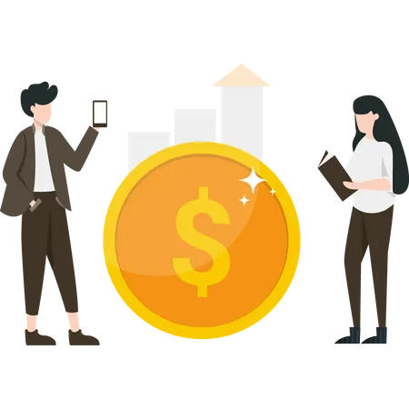 A Male And Female Doing Investment In Business Illustration