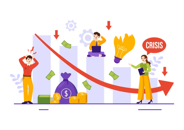 Investors face loss due to financial crisis  Illustration