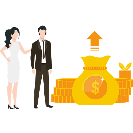 Investors getting investment profit  Illustration