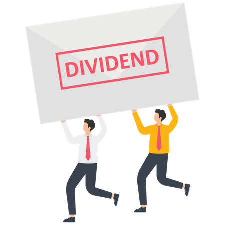 Investors hold a dividend envelope  Illustration