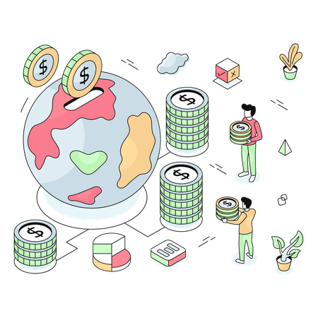 Investors invest in Global Money  Illustration