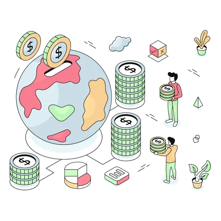 Investors invest in Global Money  Illustration