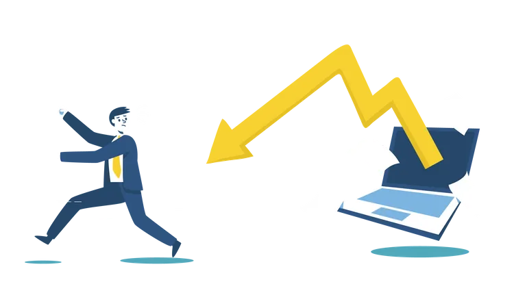 Investors running away due to market collapse Illustration