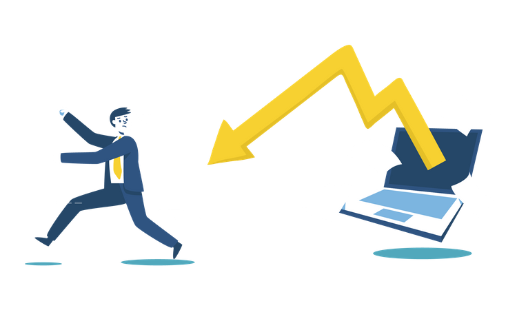 Investors running away due to market collapse  Illustration