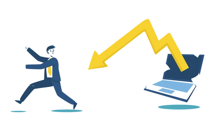 Investors running away due to market collapse  Illustration