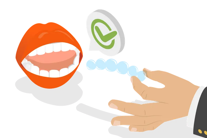 3 D Isometric Flat Vector Conceptual Illustration Of Invisible Dental Braces Orthodontic Silicone Retainer Illustration