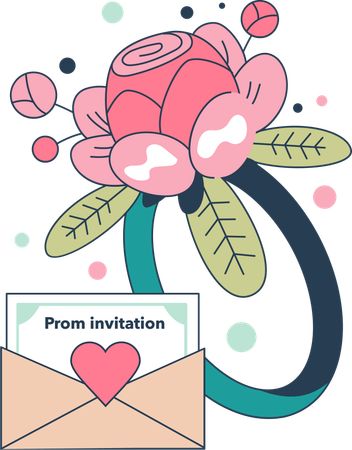 Invitation au bal et boutonnière  Illustration