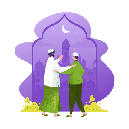 Invite to worship in the mosque  Illustration