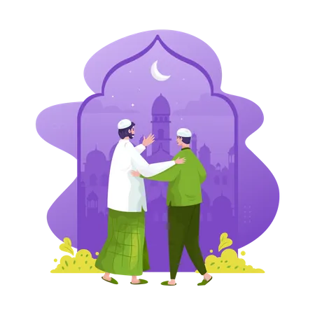 Invite to worship in the mosque  Illustration