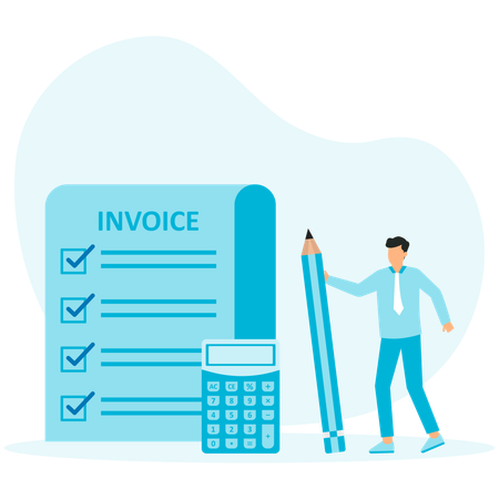 Invoice and bill or total amount to pay for service  Illustration