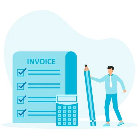 Invoice and bill or total amount to pay for service  Illustration