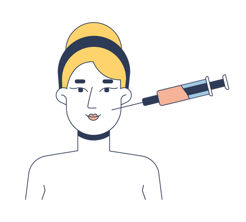 Inyección cosmética facial para mujer rubia  Ilustración