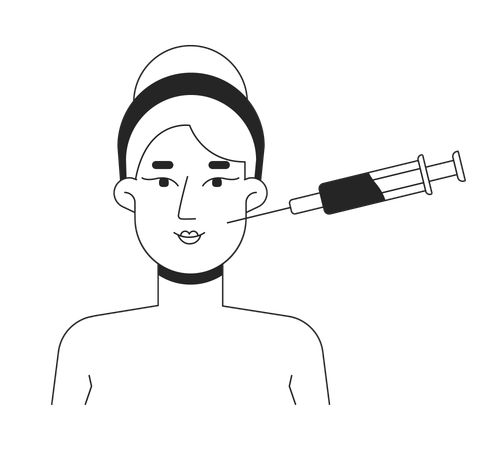 Inyección cosmética facial para mujer rubia  Ilustración