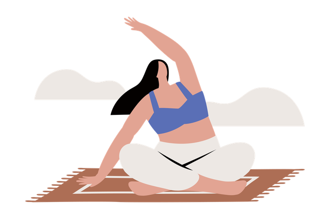 Ioga na natureza relaxamento ao ar livre  Ilustração