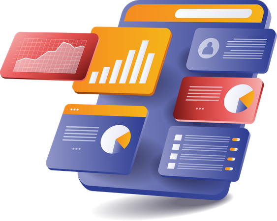 IPad mit Datenanalyseanwendung  Illustration