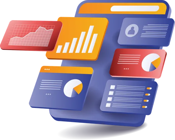 IPad mit Datenanalyseanwendung  Illustration