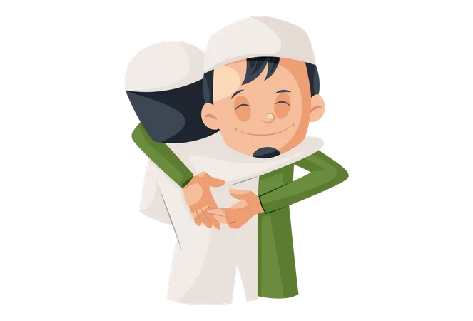 Irmãos muçulmanos se abraçam  Ilustração