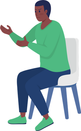 Irritated boy sitting on chair  Illustration