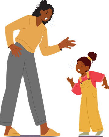 Irritated mother is shouting at her kid  Illustration