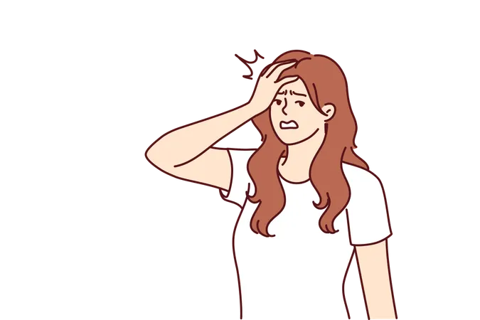 Irritated Woman Making Face Palm Gesture After Learning About Delay In Delivery From Courier Irritated Girl Puts Hand On Forehead Showing Anxiety And Fatigue Associated With Psychological Pressure Illustration