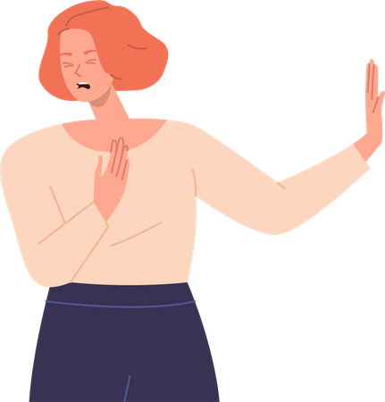 Irritated woman showing repulsive hand gesture  Illustration