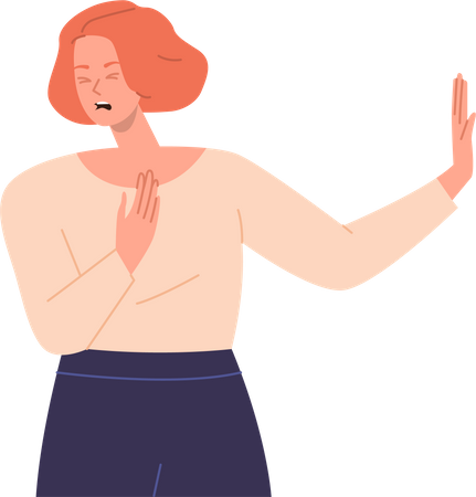 Irritated woman showing repulsive hand gesture  Illustration